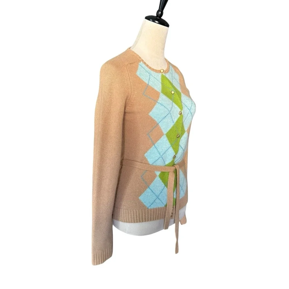 J.Crew Vintage Cardigan Merino Wool/ Angora / Cashmere Argyle Preppy Academia S - Picture 4 of 15